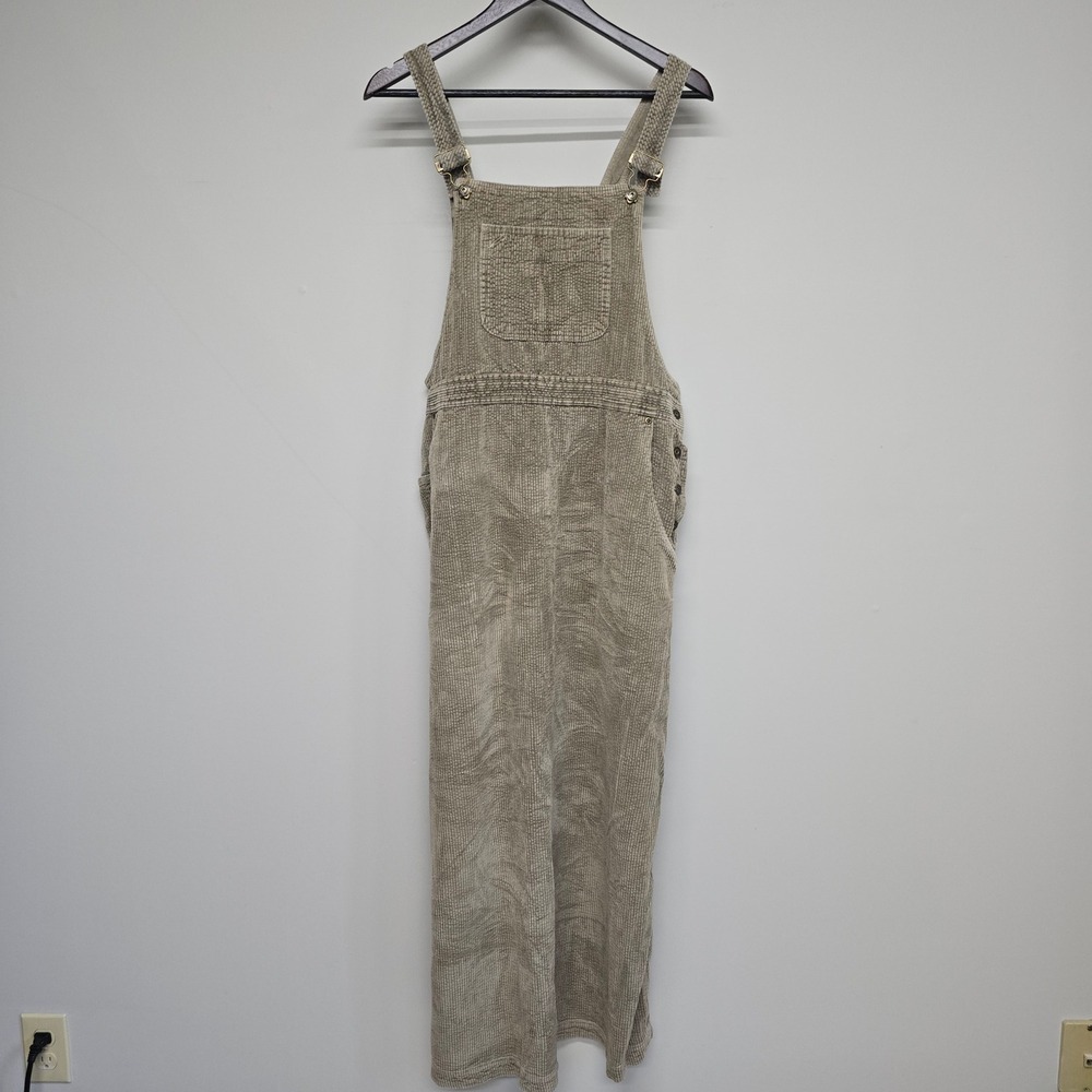 Eddie Bauer Corduroy Overall Maxi Dress Womens M Taupe Cotton Cottagecore